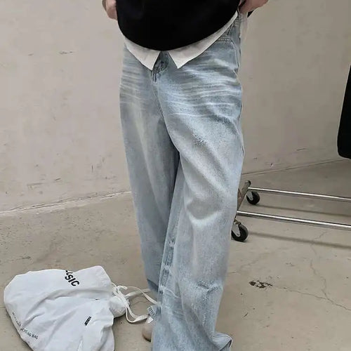 Load image into Gallery viewer, High Waist Light Blue Pocket Denim Long Casual Wide Leg Jeans New Women Trousers Fashion Tide Spring Autumn 2025 1DH8352
