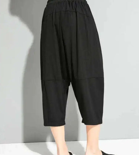 High Elastic Waist Black Pockets Pleated Harem Pants New Loose Fit Trousers Women Fashion Tide Spring Autumn 2025 1DF4720