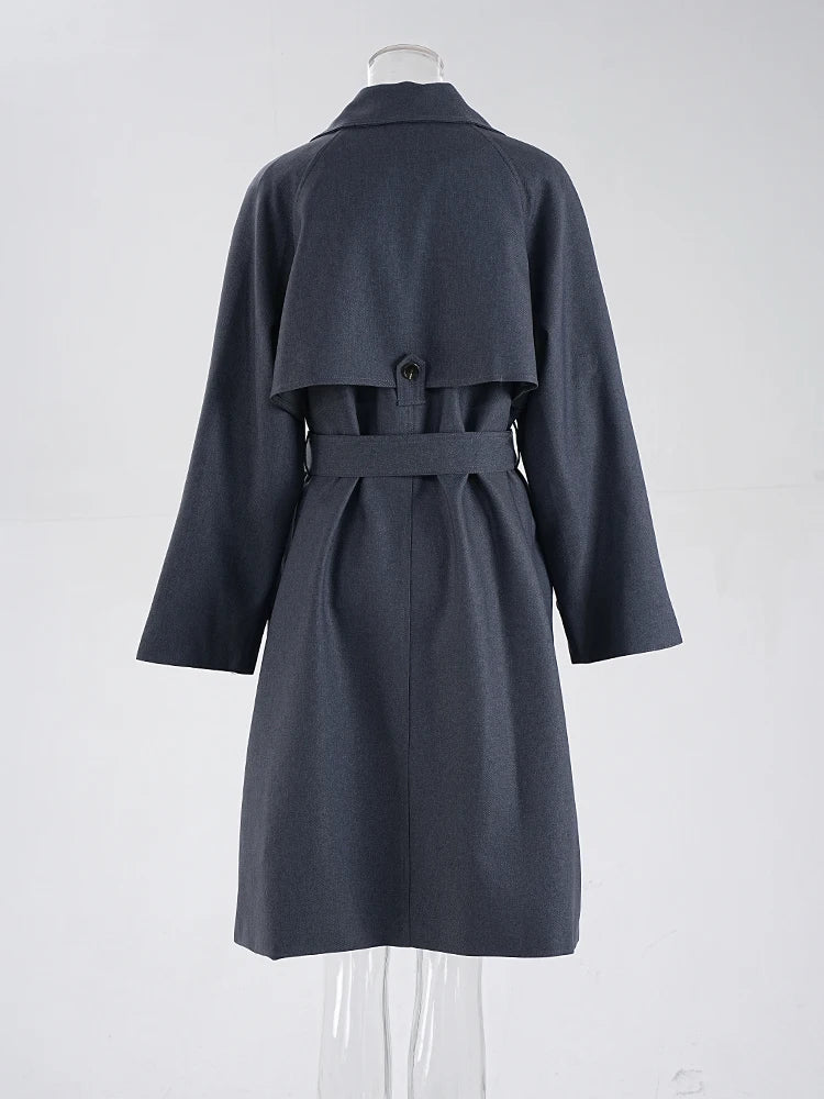 Women Green Belted Elegant Big Size Long Trench New Lapel Long Sleeve Windbreaker Fashion Tide Spring Autumn 2025 CPG1795