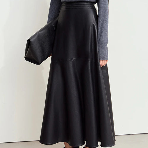 Load image into Gallery viewer, Minimalist Elegant Commuter Environmentally Friendly PU Leather Skirt 2024 Winter New Women's Loose A-shaped Skirt 12444181
