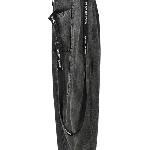 Load image into Gallery viewer, Wide Leg Black Big Size Ribbon Stitch Jeans New High Waist Loose Women Trousers Fashion Tide Spring Autumn 2025 1D202
