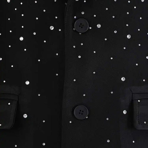 Load image into Gallery viewer, Women Black Rhinestones Shining Big Size Elegant Blazer New Lapel Long Sleeve Jacket Fashion Spring Autumn 2025 CPG2248
