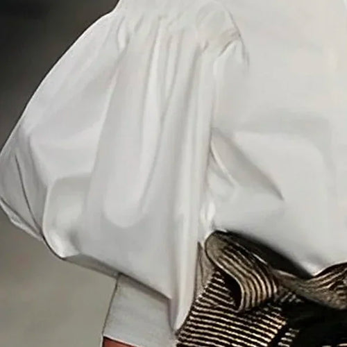 Load image into Gallery viewer, Summer Fashion Black White Puff Sleeves Blouses Shirts 2025 New Sample Daily Womens Elegant Casual Shirts Tops
