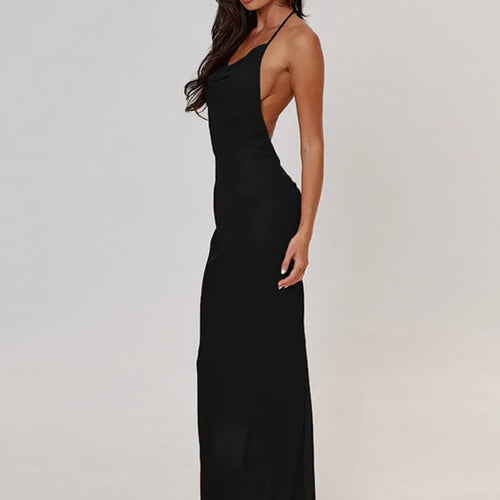 Load image into Gallery viewer, Elegant Halter Bandage Backless Sexy Evening Long Dress For Women Bodycon 2024 Fashion Solid Slim Hollow Out Maxi Dress
