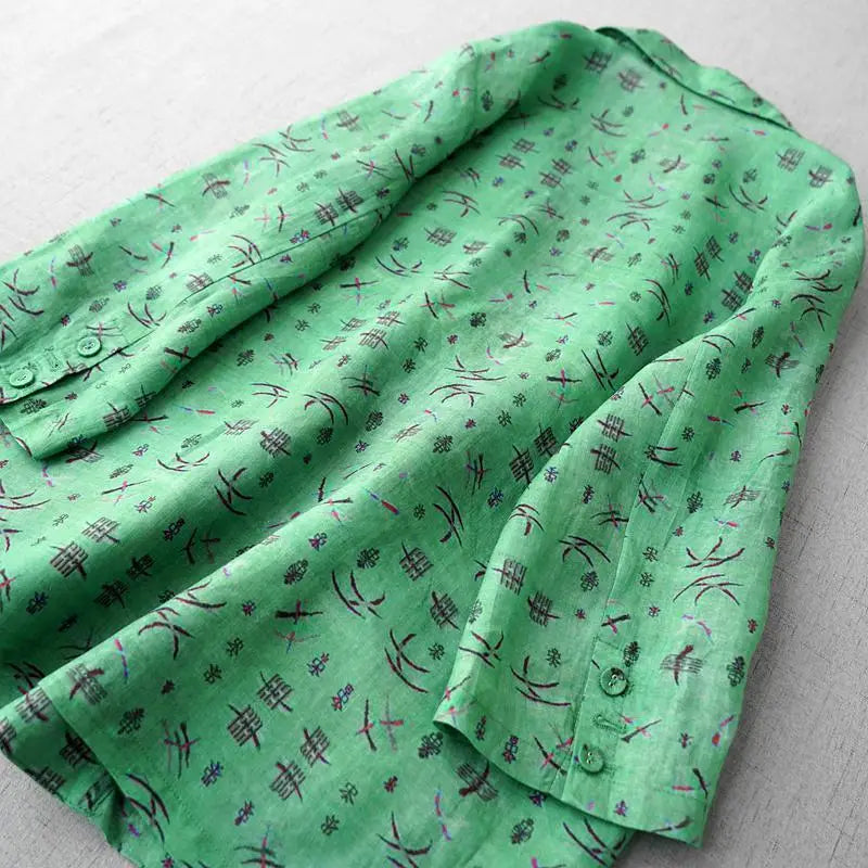 Women Blazer Single Button Spring And Summer Jacket 2022 Casual Pockets Female Suits Coat Vintage Print Blouse Sun Protection