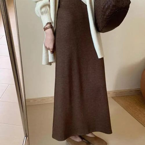 Load image into Gallery viewer, Korean Version 2024 Solid High Waist Versatile Slim Long Skirts For Women Autumn Office Elegant Festival Skirt Simplicity Street
