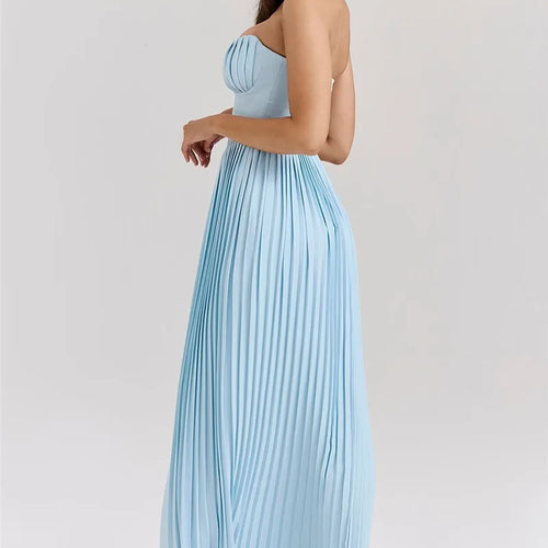 Load image into Gallery viewer, Off-shoulder Backless Pleated Maxi Dress For Women Fashion Strapless Sleeveless High Waist Bodycon Sexy Long Dress
