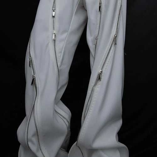 Load image into Gallery viewer, Metal Zipper Design Pants Casual 2024 High Street Darkwear Wide Leg Male Trousers Solid Color Fashion Summer 24E1287
