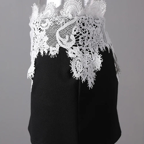 Load image into Gallery viewer, High Waist Black Lace Irregular Color-block Mini Half-body Skirt Women Fashion Tide New Spring Summer 2025 CPG3155

