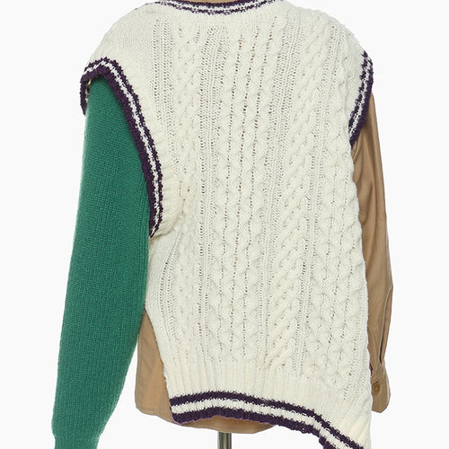 Load image into Gallery viewer, Khaki Irregular Big Size Knitting Sweater Lapel Long Sleeve Women Pullovers New Fashion Tide Autumn Winter 2025 1DE6073
