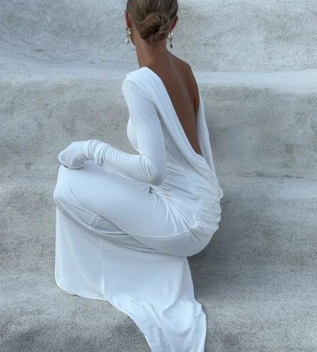 Elegant Long Sleeve Bodycon Party Club Evening Dress Women Sexy Backless SlimVestido Fashion Autumn/Winter New 2024