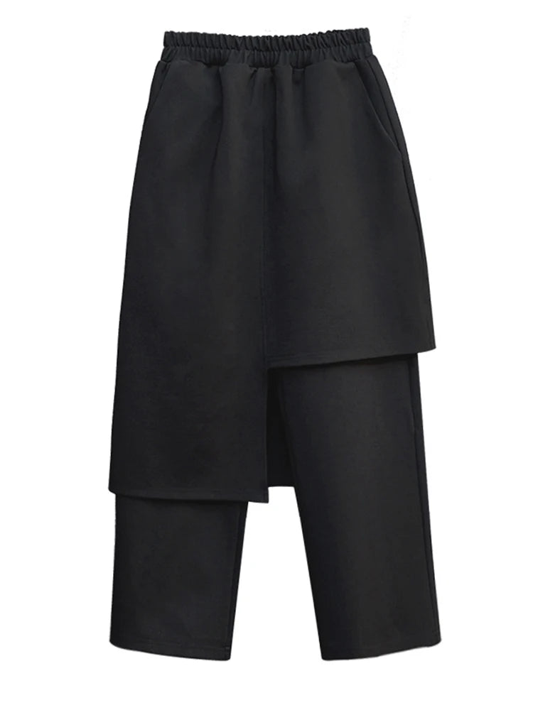 High Elastic Waist Black Irregular Long Harem Trousers New Loose Fit Pants Women Fashion Tide Spring Autumn 2025 1DC430