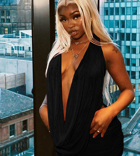 Party Mesh Patchwork 2 Piece Set Women Halter Lace-Up Backless Camisole+Ruched Mini Skirts Midnight Sexy Club Outfits