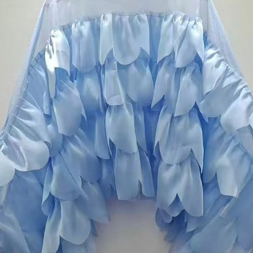 Load image into Gallery viewer, Solid Sheer Spliced Ruffles Folds Fashion Blouses for Women Round Neck Long Sleeves Elegant Blouse Female Clothing
