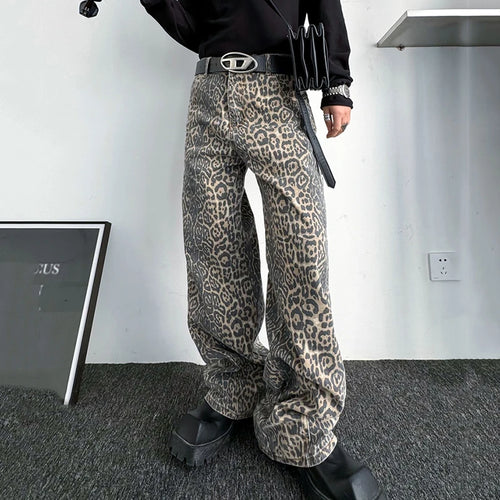 Load image into Gallery viewer, Leopard Print Men&#39;s Jeans Personality Men Denim Pants Niche Design Casual Male Trousers Spring Fashion 9C3998
