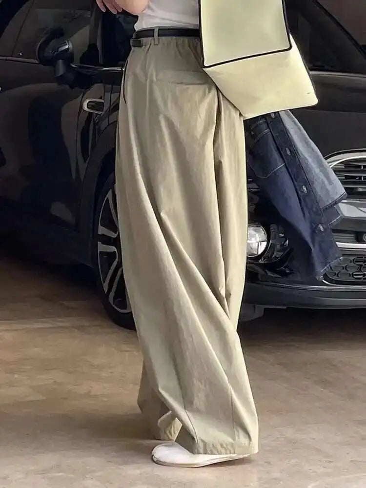 High Elastic Waist White Brief Shaped Long Wide Leg Pants New Trousers Women Fashion Tide Spring Autumn 2025 1DH6470