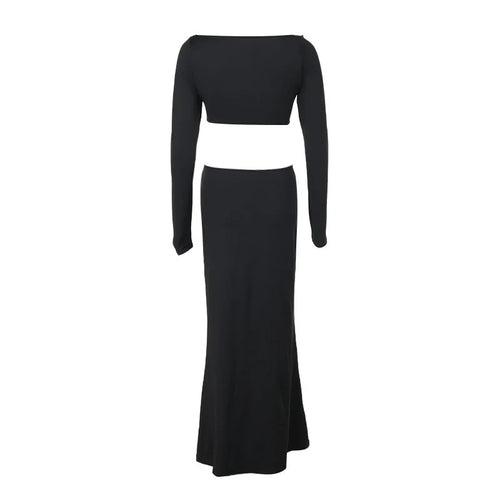 Load image into Gallery viewer, Hollow Out Long Sleeve Sexy Maxi Dress For Women Black Solid Backless Bodycon Club Party Sexy Long Dress Elegant
