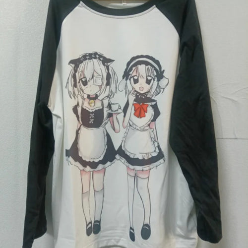 Load image into Gallery viewer, Harajuku T Shirts Women's Clothing Japanese Tops 2024 Ropa Mujer Anime Print Long Sleeve Cute Tees Casual Fashion Y2k Tshirts
