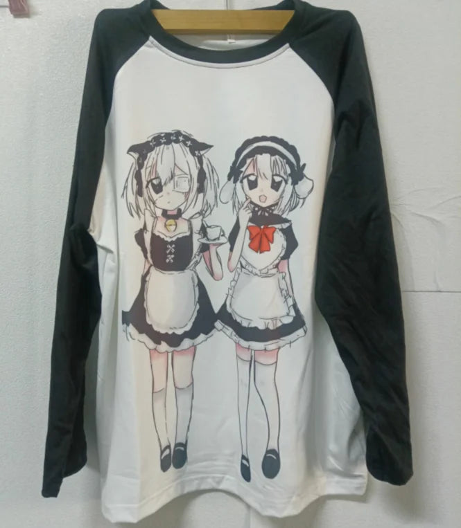 Harajuku T Shirts Women's Clothing Japanese Tops 2024 Ropa Mujer Anime Print Long Sleeve Cute Tees Casual Fashion Y2k Tshirts