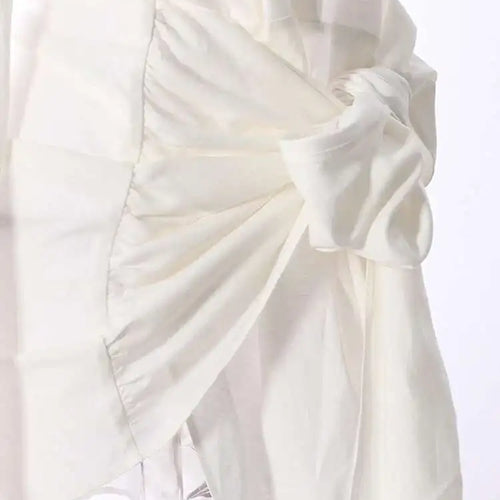 Load image into Gallery viewer, Women White Bandage Bow Big Size Long Elegant Blouse New Lapel Long Sleeve Shirt Fashion Tide Spring Autumn 2025 7AB8430
