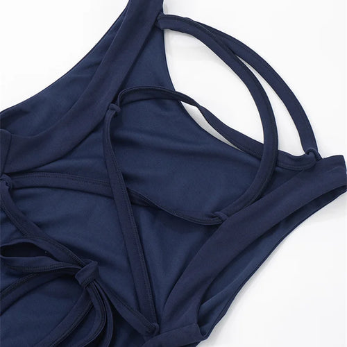 Load image into Gallery viewer, Backless Lace-up Sexy Mini Dress Women Robe Fashion O Neck Sleeveless High Waist A-line Club Party Dress Elegant
