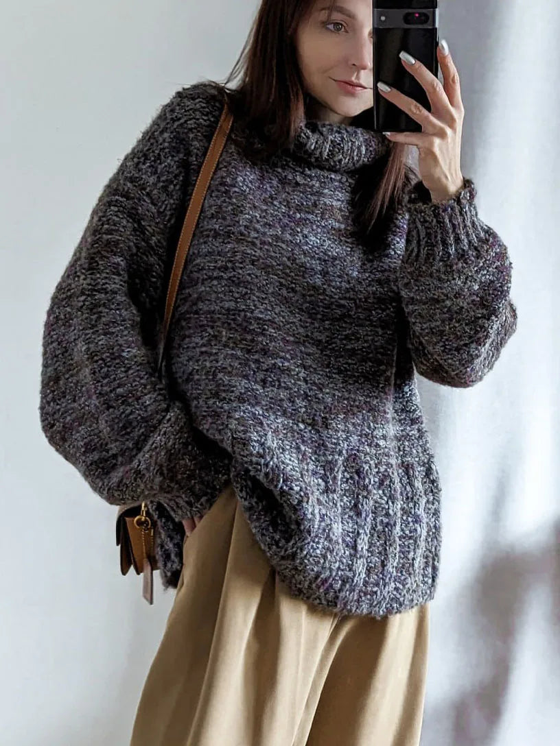 Thickened Turtleneck Coarse Wool Sweater Women's Loose Fluffy Knit Pullover Sweater European Products C-276