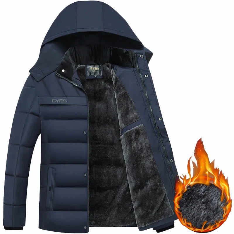 Men's Winter Jacket Fashion Hooded Winter Coat Men's Thick Warm  Windproof Gift For Father Husband Parka Large Size