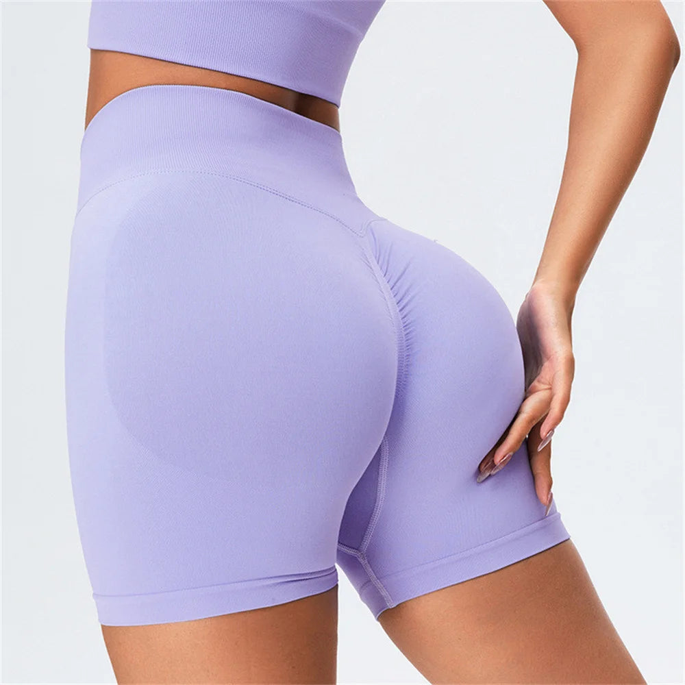 S-XL High Waist Women Yoga Shorts Push Up Fitness Tights Seamless Biker Shorts Scrunch Butt Gym Peach Buttocks Active Wear