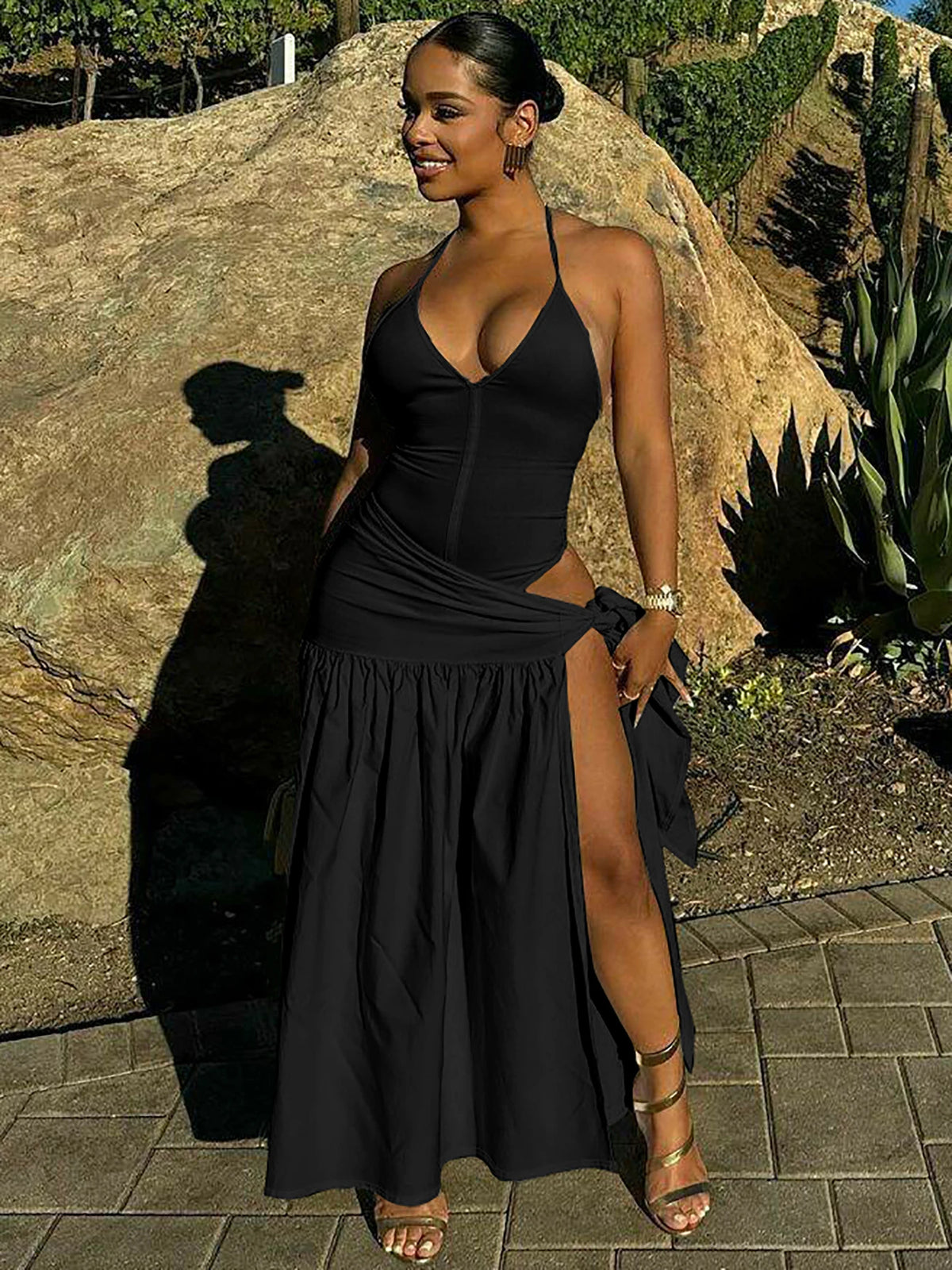 Fashion 2 Pcs Sets Solid White Backless Sexy Bodysuit Slit Bandage Pleated Maxi Skirt Women Outfits Festival Holiday