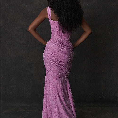 Load image into Gallery viewer, Off-shoulder Backless Sexy Evening Dress For Women Purple Sleeveless Strapless Ruched Bodycon Club Party Dress
