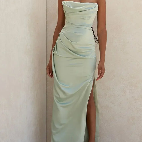 Load image into Gallery viewer, High Quality Satin Maxi Dress Women Summer Party Dress 2022 New Arrivals Strapless Dress Sexy Celebrity Evening Club Dress
