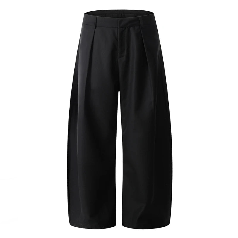 Men's Suit Pants Curved Knife Trendy New American Style Straight Wide Leg Solid Color High Street Male Trousers 9W1925