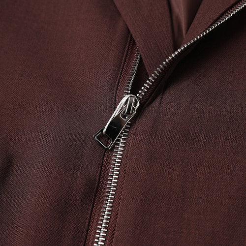 Load image into Gallery viewer, Women Wine Red Zipper Big Size Elegant Blazer New Lapel Long Sleeve Jacket Fashion Tide Spring Autumn 2025 7AB8207
