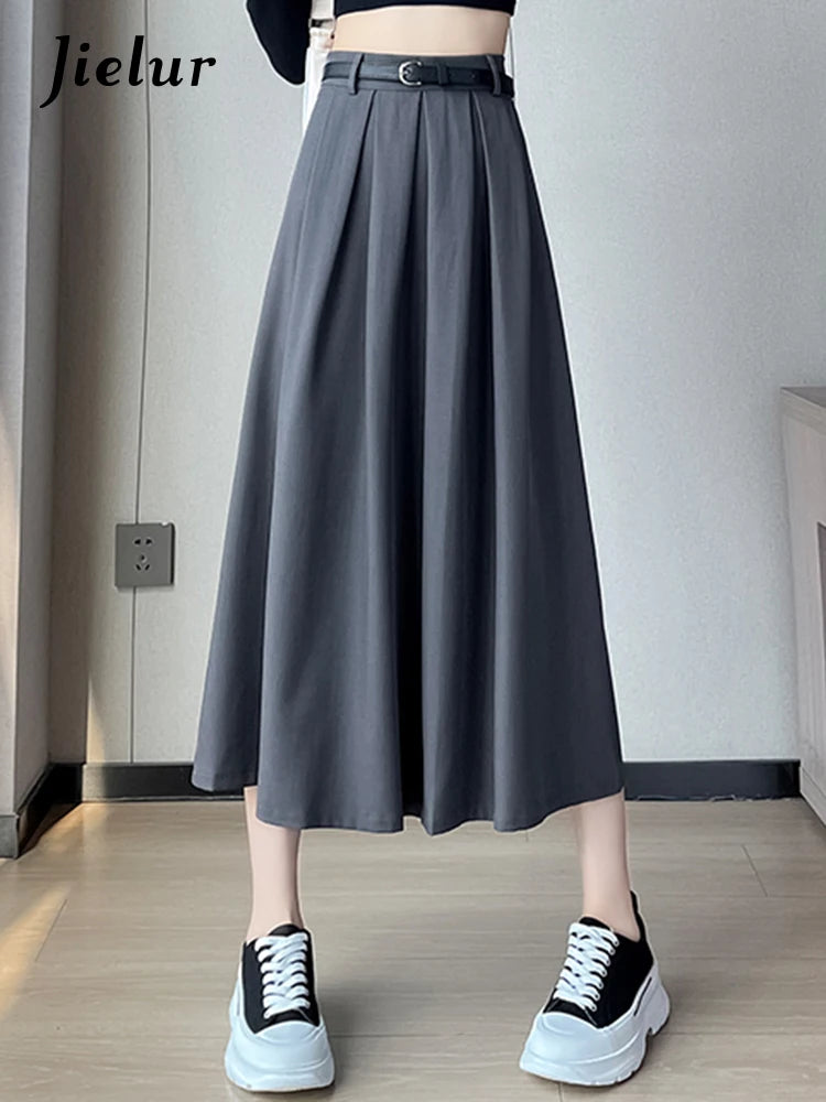 Classic Black High Waist Slim Women Midi Skirts Autumn Pure Color Basic Simple Casual Fashion 3-colors Female Suit Skirts