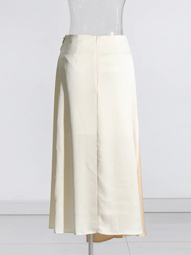 Summer Asymmetrical Hem Skirts For Women High Waist Hit Color Temperament Skirt Female Fashion Style Clothing
