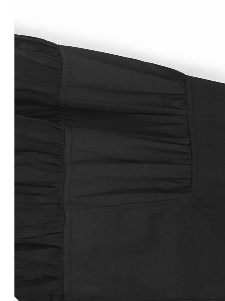 Women Blue Circle Printed Spliced Big Size Midi Shirt Dress New Lapel Short Sleeve Fashion Tide Spring Summer 2025 1DJ1356