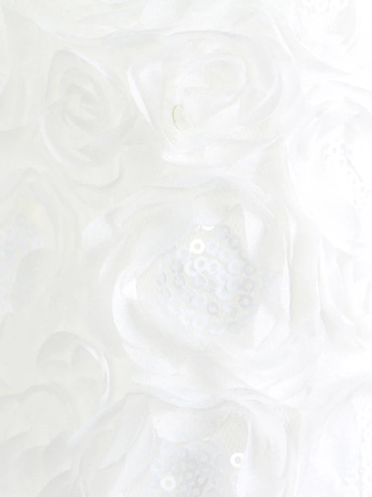 Women White Sequins Flower Big Size Long Blazer New Lapel Long Sleeve Jacket Fashion Tide Spring Autumn 2025 1DJ1288