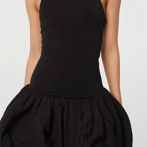 Load image into Gallery viewer, Black Sleeveless Puffy Dress For Women Fashion Round Neck High Waist Backless A-line Loose Sexy Dress Clothes
