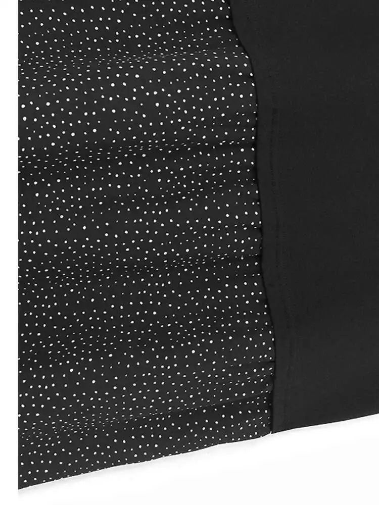 Women Gray Color-block Dot Big Size Long Elegant Dress New Round Neck Short Sleeve Fashion Spring Summer 2025  1DH6007