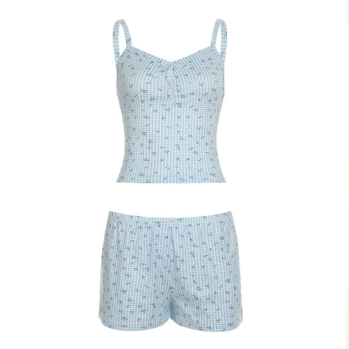 Load image into Gallery viewer, Cutecore Floral Printed Slimming Summer Two Pieces Sets Women's Mini With Buttons Camis +Shorts Casual Homewear Suits
