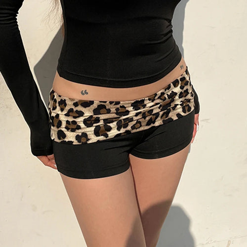 Load image into Gallery viewer, Streetwear Leopard Patchwork Skinny Summer Shorts Women Low Rise Hotpants Booty Shorts Contrast Color Homewear Bottom
