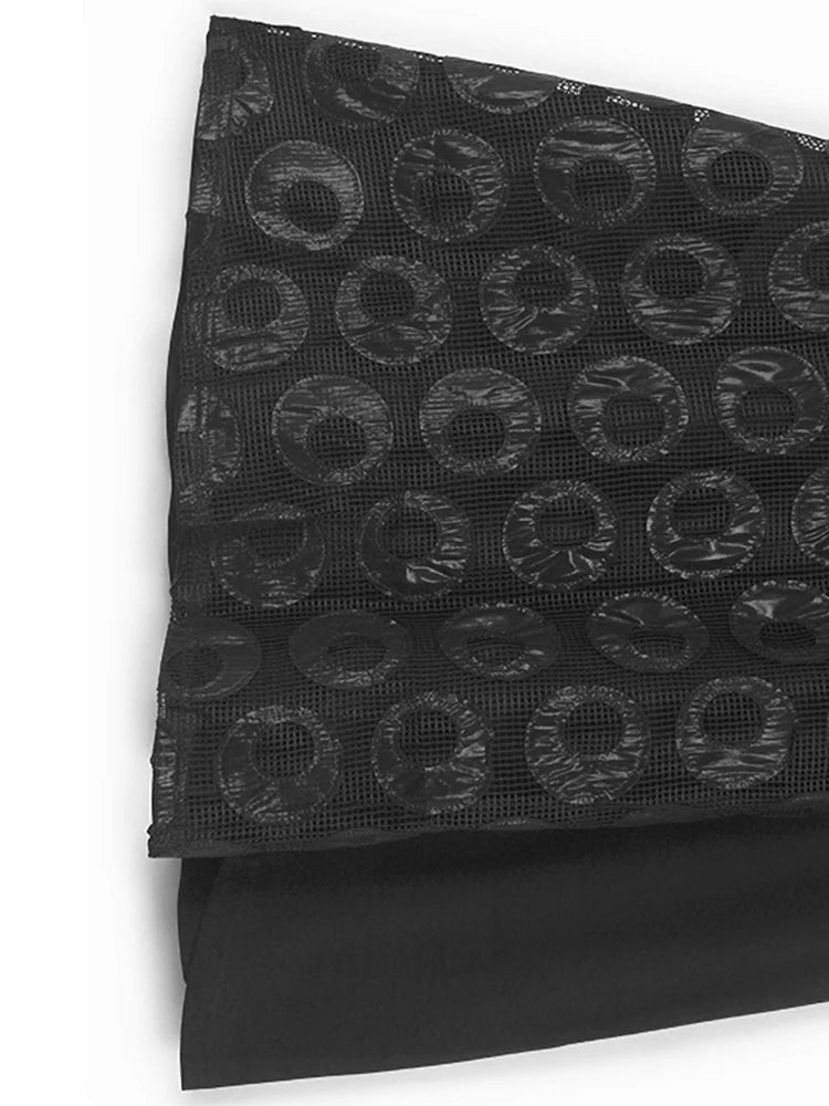 Black Dot Hollow Out Vest Half-body Skirt Two Pieces Suit New V-Neck Sleeveless Women Fashion Spring Autumn 2025 1DJ1101