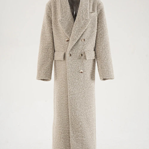 Load image into Gallery viewer, 30% Wool X-Long Big Size Warm Woolen Coat New Lapel Long Sleeve Women Jacket Fashion Tide Autumn Winter 2025 1DH4053
