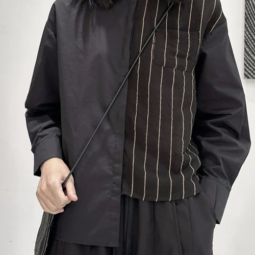 Load image into Gallery viewer, Women Striped Irregular Big Size Blouse New Lapel Long Sleeve Loose Fit Shirt Fashion Tide Spring Autumn 2025 1DF7105
