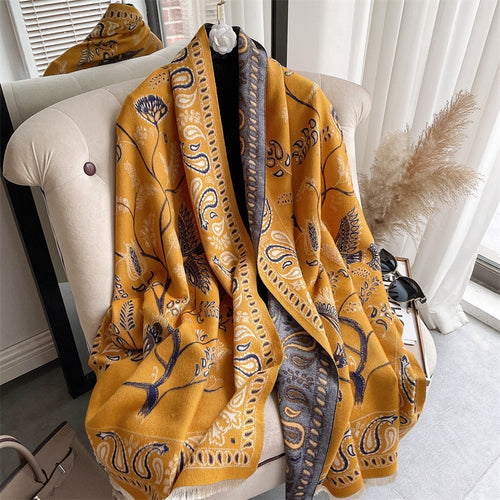 Load image into Gallery viewer, Warm Winter Scarf Cashmere Women Pashmina Design Print Shawls Wrap Female Thick Blanket Soft Bufanda Stoles Fashion
