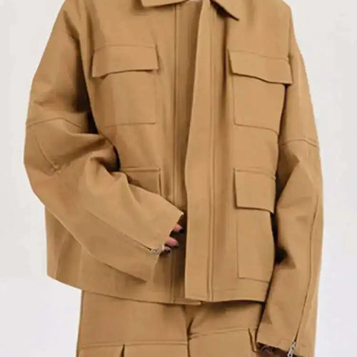 Load image into Gallery viewer, Khaki Big Size Coat Wide Leg Pants Two Piece Suit New Lapel Long Sleeve Women Fashion Tide Spring Autumn 2025 28W105
