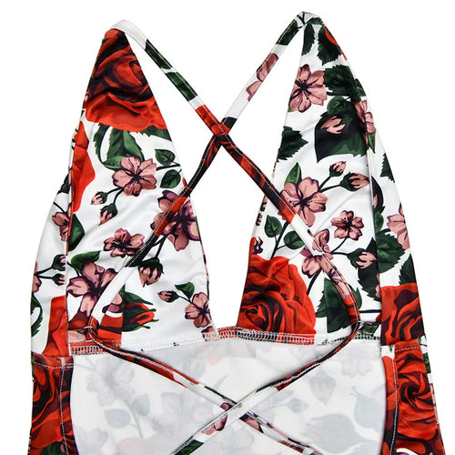 Load image into Gallery viewer, Spaghetti Strap Backless Print Dress For Women Fashion Deep V Neck Sleeveless Lace Up Bodycon Printed Sexy Long Dress
