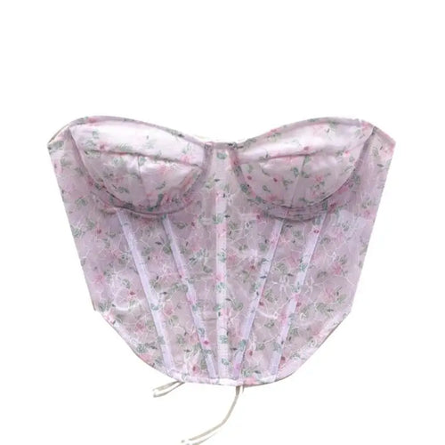 Load image into Gallery viewer, French Vintage Bohemian Summer Elegant Print Sexy Club Strapless Lace-up Short Tops Women Backless Fashion Irregular Clothes New
