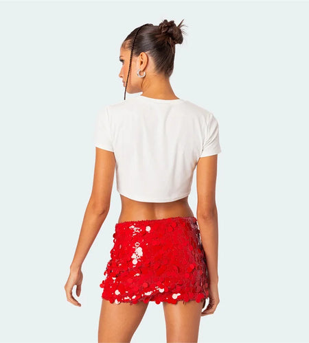 y2k Crop Top Women Cutecore Clothes Casual Bow Print Round Neck Short Sleeve Tshirt 2000s Aesthetic Clothing Streetwear