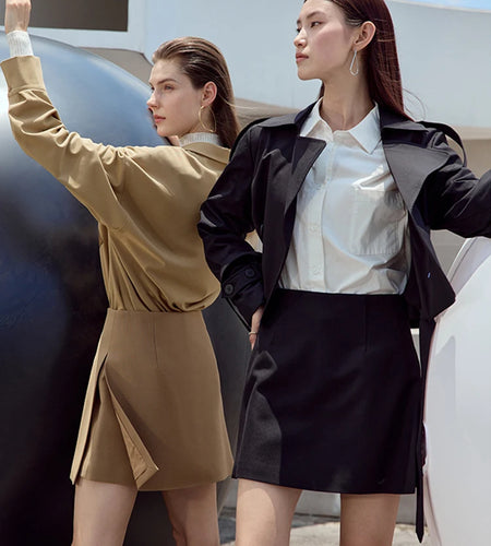 Minimalist Casual Shorts Skirts Women High Waist 2025 Autumn Fashion Office Lady Commuter A-Line Mini Skirt 12343035